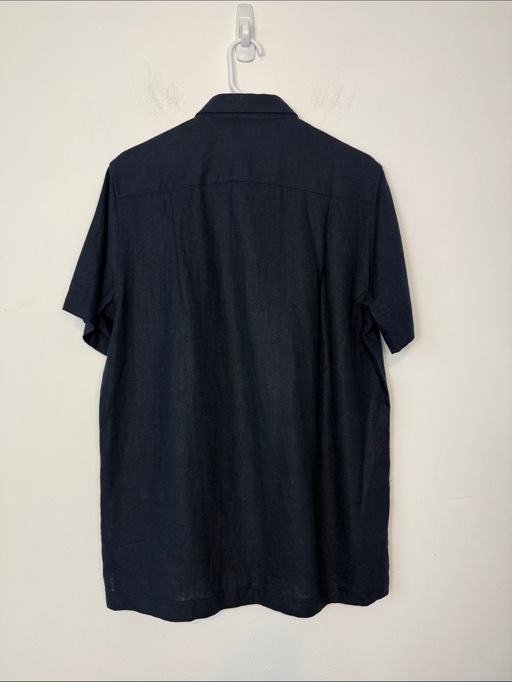 Scotch & Soda Men’s Structured Stripe Short Sleeve Shirt. Navy Blue. Size Small. - Picture 8 of 13